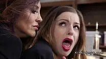 Milf Latina boss rimmed sexy natural big tits employee and anal fucked with strap on cock